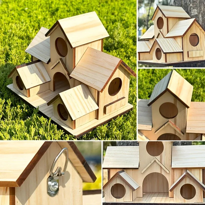 Handmade Waterproof Natural Wooden Bird House