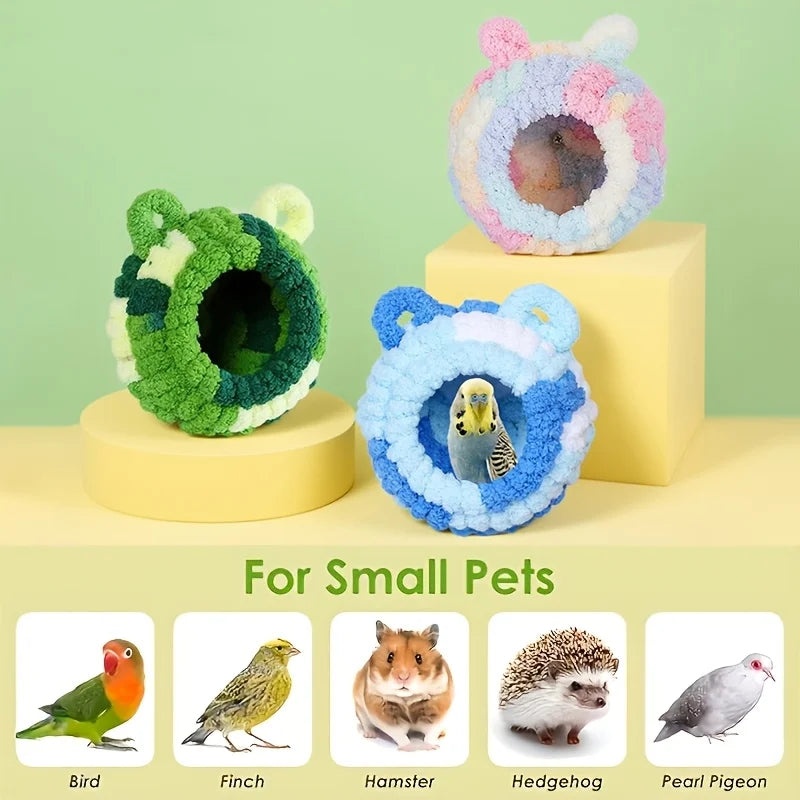 Bird Nest Warm Cotton Nest Parrot Nest Winter Plush Woven Hamster Squirrel Hanging Winter Bird Nest Small Pet Nest