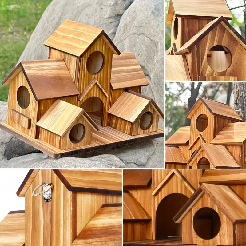 Handmade Waterproof Natural Wooden Bird House
