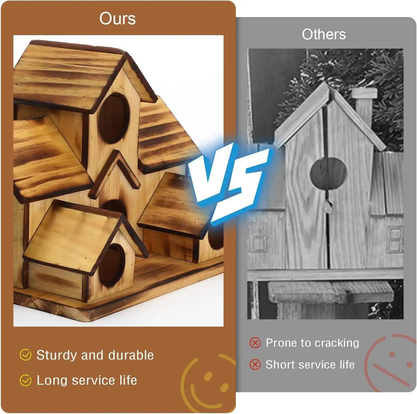 Handmade Waterproof Natural Wooden Bird House