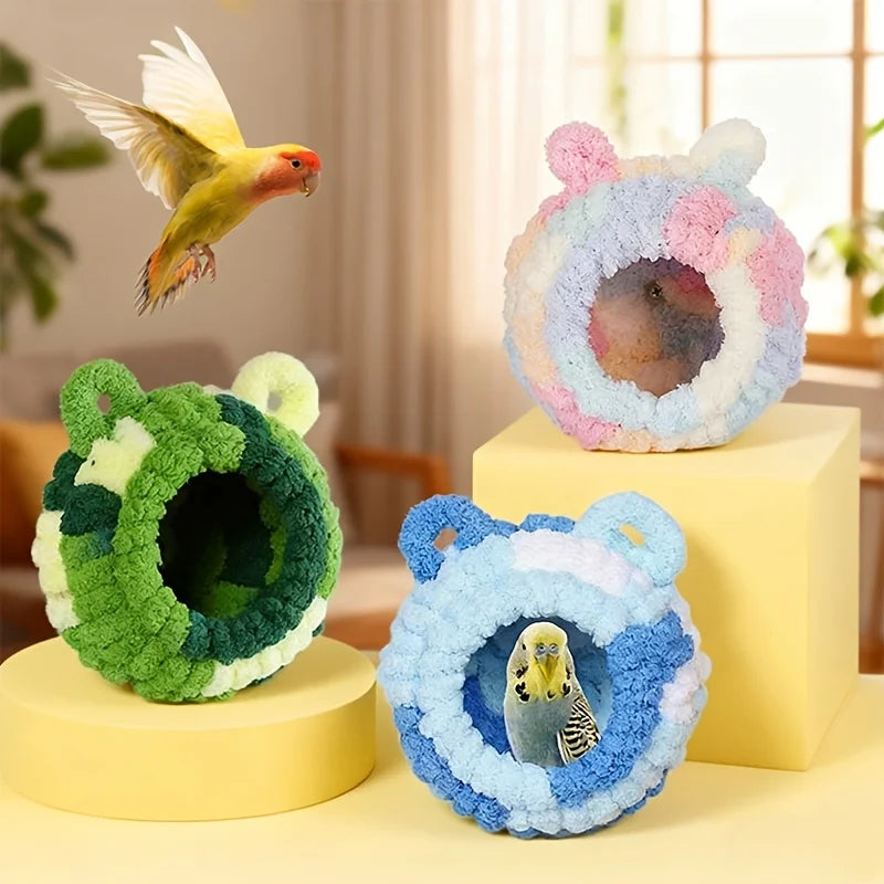 Bird Nest Warm Cotton Nest Parrot Nest Winter Plush Woven Hamster Squirrel Hanging Winter Bird Nest Small Pet Nest